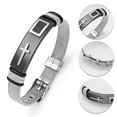 thumbnail image 3 of Stylish Men\‘s Adjustable Bracelet Cross Stainless Steel Mesh Chain Wrist Band Bracelet, 3 of 6