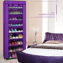 UWR-Nite 10-Tier Shoe Rack 30 Pairs Shoe Tower Closet Shoes Storage Cabinet Portable Boot Organizer with Dustproof Non-Woven Fabric Cover and 10 Durable Shelves