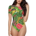 thumbnail image 2 of Goofa Fruits Vegetables And Berries Printed Women Rash Guard Short Sleeve,Tummy control Swimsuit Surfing Swimsuit Bathing Suit One Piece Swimsuit UPF 50-Small, 2 of 9