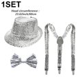 thumbnail image 7 of Slccxzc Sequin Fedora Hat Set with Suspenders & Bow Tie, Sparkly Party Costume Accessories for Men Women, 7 of 7