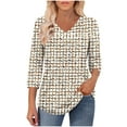 thumbnail image 5 of IchuanyiWomen's 2025 Fashion Tops 3/4 Length Sleeve Business Casual Print Blouses Summer Tees Shirts, 5 of 8
