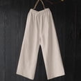 thumbnail image 6 of YDFCWXW Women's Linen High Waist Solid Color Wide Leg Pants Style Loose Size Elegant Straight Pants Beige, XXL, 6 of 6
