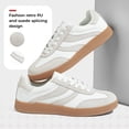 thumbnail image 3 of LUCKY STEP Womens Retro Suede Sneakers Gum Sole Low-Top Casual Shoes,White&Grey, 3 of 9