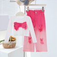 thumbnail image 2 of NOLDARES Infant Kid Girl Cute Fall Clothes Set2pcs Long Sleeve Crewneck Sweatshirt and Pants Print Outfits Clothing(Hot Pink,5-6 Y), 2 of 9