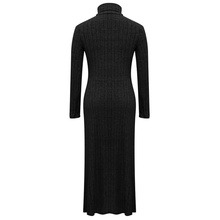 chinese dress ladies BLACK LONG SLEEVE KNIT DRESS main image 1