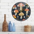 thumbnail image 3 of Yayeee Wall Clock Battery Operated 9.5" Silent Quartz Non-Ticking for Living Room Decor, Black MushRoom Decor Pattern, 3 of 8