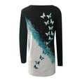 thumbnail image 5 of kayannuo Womens Tops Long Sleeve Shirts Fall Women's O-neck Casual Long-Sleeved Butterfly Print Pullover Tops Green, 5 of 5