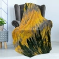 thumbnail image 4 of Fall Soft Flannel Fleece Blanket, Colorful Aspen Forest in Colorado Rocky Mountains Western Wilderness USA Theme, Cozy Plush for Indoor and Outdoor Use, 70" x 90", Green Yellow Grey, by Ambesonne, 4 of 5