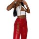 thumbnail image 5 of SAYOO - Pantalones de piel para mujer, ajustados, rectos, informales, a la moda, de cintura alta SAYOO  S-XL, 5 of 9