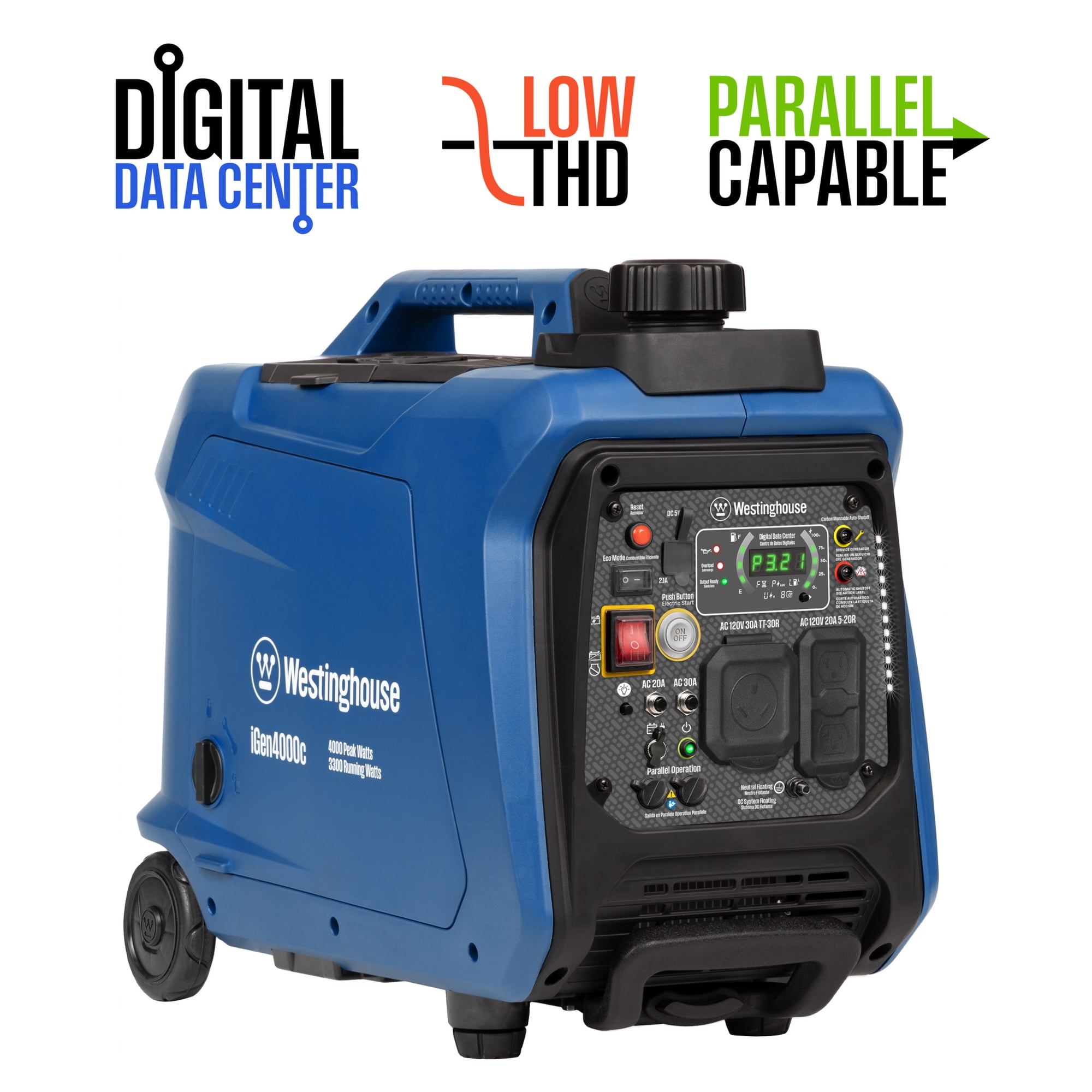 Westinghouse 4000 Peak Watt Gas Portable Inverter Generator with Remote Start & CO Sensor