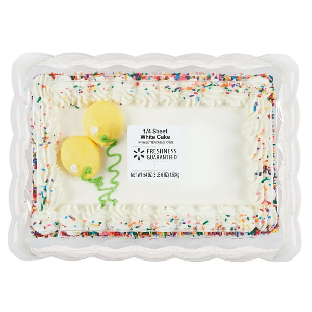 Freshness Guaranteed 1 4 Sheet Iced White Cake 54oz Walmart Com