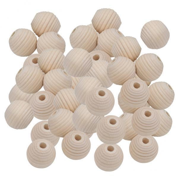 Rongfmy 2-Lot de 5 50 Pcs Perles en Bois en Forme de Ruche Naturelle Non Finie 2 Pcs