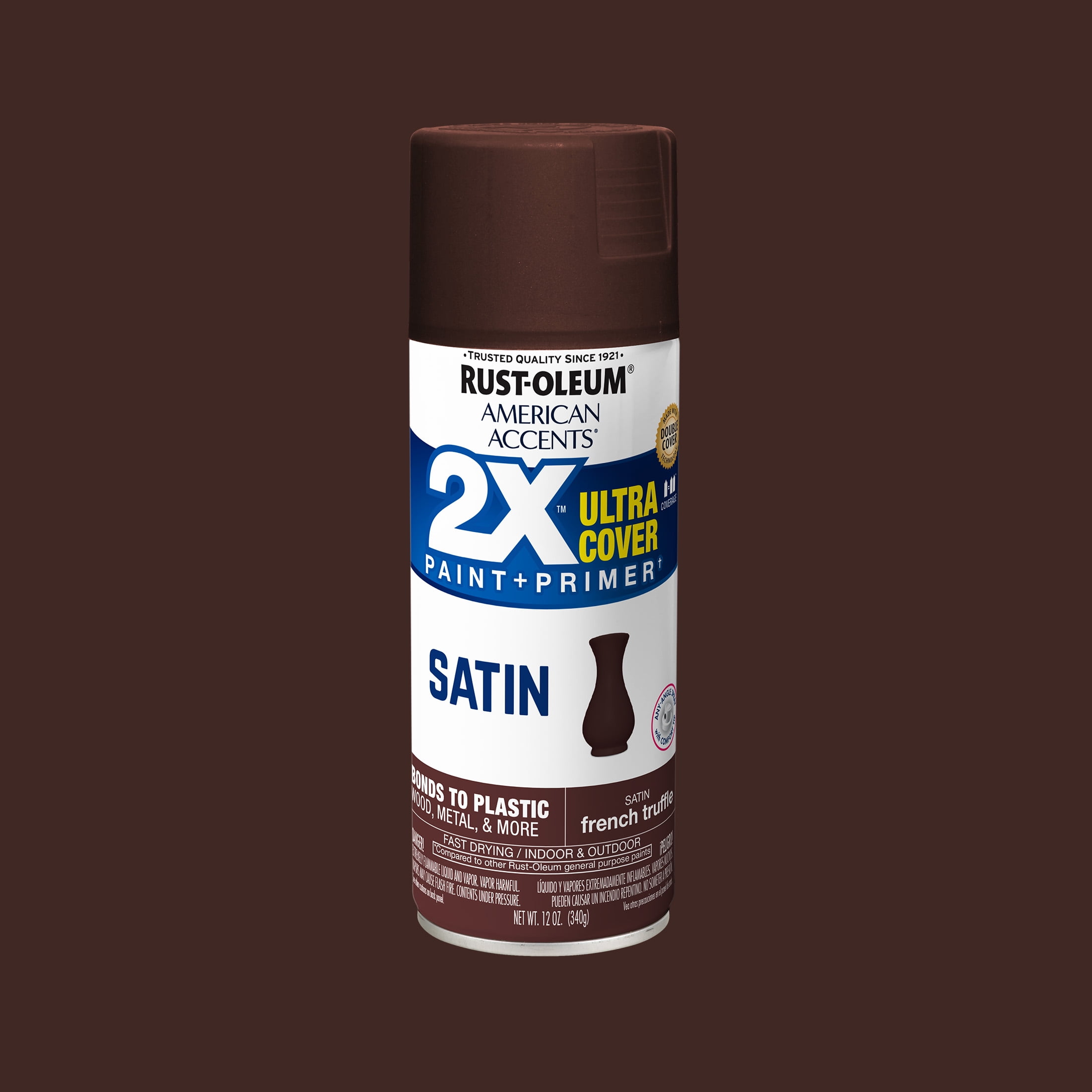 (2 pack) Rust-Oleum 393568 American Accents 2X Ultra Cover French Truffle Satin 12 oz Spray Paint, 1 Piece 1 Pack