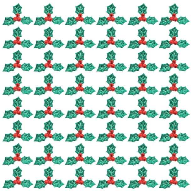 100 hojas de acebo de Navidad para decoración de fiestas, apliques de tela DIY