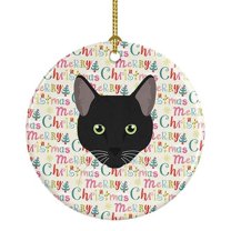 Pantherette Cat Christmas Ceramic Ornament 2.8 in x 2.8 in