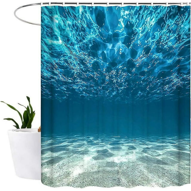 Ocean Shower Curtain Waterproof Mould Proof Resistant Bathroom Curtain Washable Bath Curtain Polyester Fabric 3d Shower Curtains Compatible Bathroom W