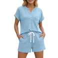 thumbnail image 2 of Favoffer Women Summer Sets Lightweight Breathable Cozy Relaxed Fit Solid Color Suits Portable Outfits for Beach Trip Vacation Daily, 2 of 8