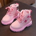 thumbnail image 4 of CAICJ98 Toddler Girl Combat Boots Lace up Riding Boots Side Zipper Ankle Boots Girls (Toddler/Little Kid),12.5, 4 of 6