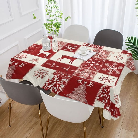 BZSMCE Square Tablecloth Red Christmas Printing Pattern Tableclothes