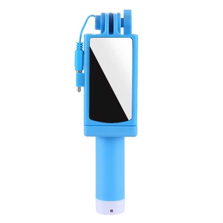 Universal Mini Selfie Stick Extendable Phone Selfie Stick With Wire Remote And Rearview Mirror For Phone Black