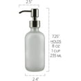 thumbnail image 3 of Cornucopia Brands Frosted Glass Soap Dispenser w/Stainless Steel Pumps (White Frosted, 8-Ounce, 2-Pack); Boston Round Bottles w/ Pump Tops and Caps, 3 of 6