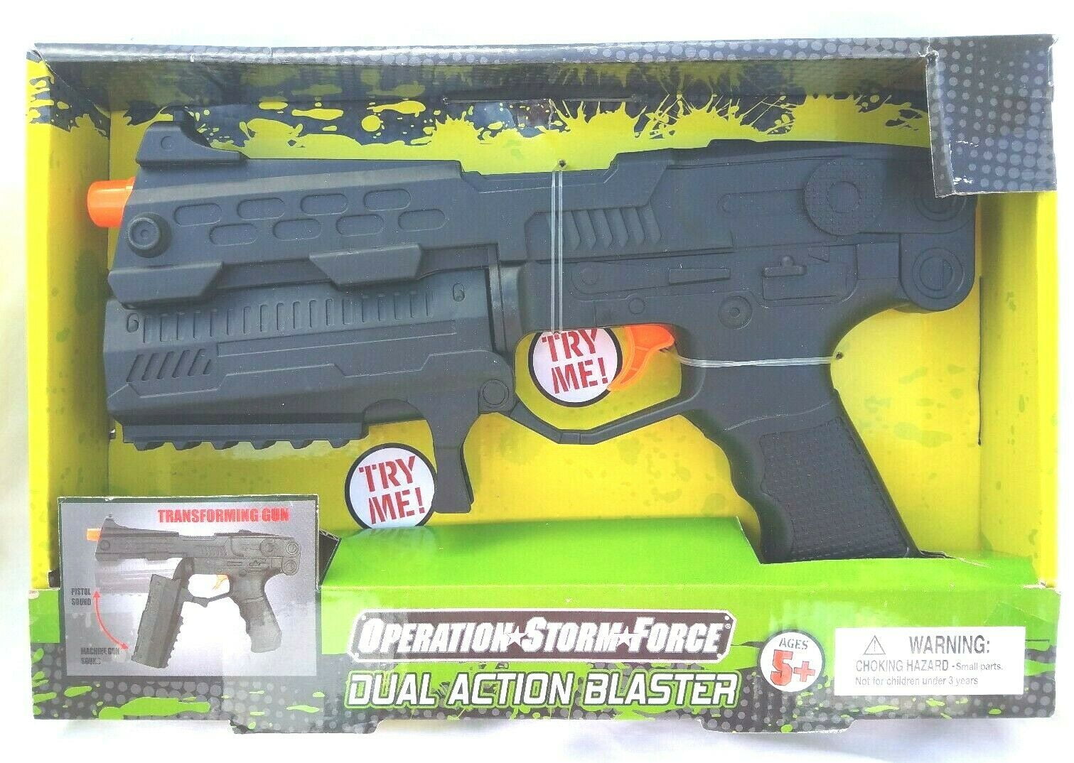 Toy Gun Transforming Pistol machine Gun Operation Storm Force Dual Action 