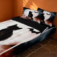 thumbnail image 2 of Erosebridal Spooky Black Cat Zipper Twin Comforter Sets with Fitted Sheet and 2 Pillowcases, Halloween Skull Bat Zipper Bedding Set for Boys Girls, Black Red Grey, Black Reversible, 2 of 7