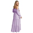 thumbnail image 3 of Gyujnb Lightweight Flowy Boho Maternity Tiered Maxi Dress Off Shoulder Ruffle Neck Long Bubble Flare Sleeve Smocked High Waist Elegant Gown for Pregnancy Photoshoot,M, 3 of 9