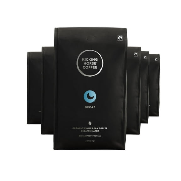 Kicking Horse Coffee, Decaf Swiss Water Process, Whole Bean, 2.2 lb Bag (Pack of 6)