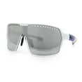 thumbnail image 5 of Xloop Mens Large Shield USA American Flag Print MTB Rectangle Sunglasses White Clear - Silver Mirror, 5 of 8