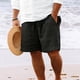 thumbnail image 4 of pstuiky Pantalones cortos para hombre, Pantalones cortos rectos de cintura elástica con bolsillos sólidos informales para hombre Pantalones cortos de baloncesto, 4 of 8