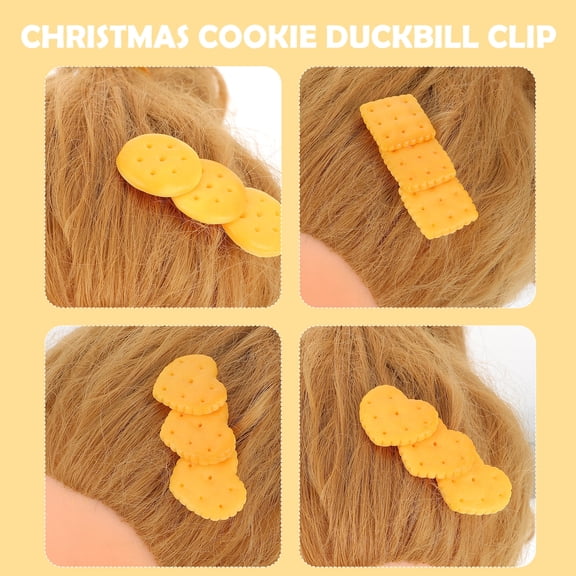 LOLIPPYY 3Pcs Orange Biscuit Hair Clips Party Performance Accessories