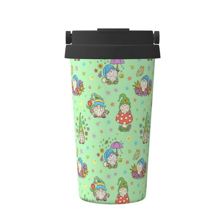 

Susaid Spring Gnome Print Coffee Travel Mug Insulated Coffee Mug with Lid Leakproof Coffee Thermos Coffee Tumbler for Hot&Cold Drinks