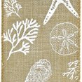 thumbnail image 3 of HOMEFORD Summer Stamped Beach Icons Faux Linen Wired Ribbon, 2-1/2-inch, 10-yard, Natural, 3 of 3