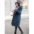 thumbnail image 2 of Ladies long down cotton winter warm jacket coat with detachable plush lining, 2 of 4