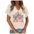 thumbnail image 1 of Hauts d'Été pour Femmes Manches Courtes Chemises Imprimées Décontractées Boutonnées Col Rond Blouses de Travail T-Shirts pour Femmes C TG, 1 of 3