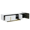 thumbnail image 5 of Modern TV Stand and Coffee Table Set, Light Luxury TV Console with Storage Cabinet and Adjustable Shelves, White Entertainment Center for Living Room, 5 of 6