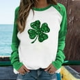 thumbnail image 2 of BLVB St Patricks Day Sweatshirt Women Long Sleeve Shamrock St. Patricks Shirts Tees Crewneck Raglan Vacation Tops, 2 of 4