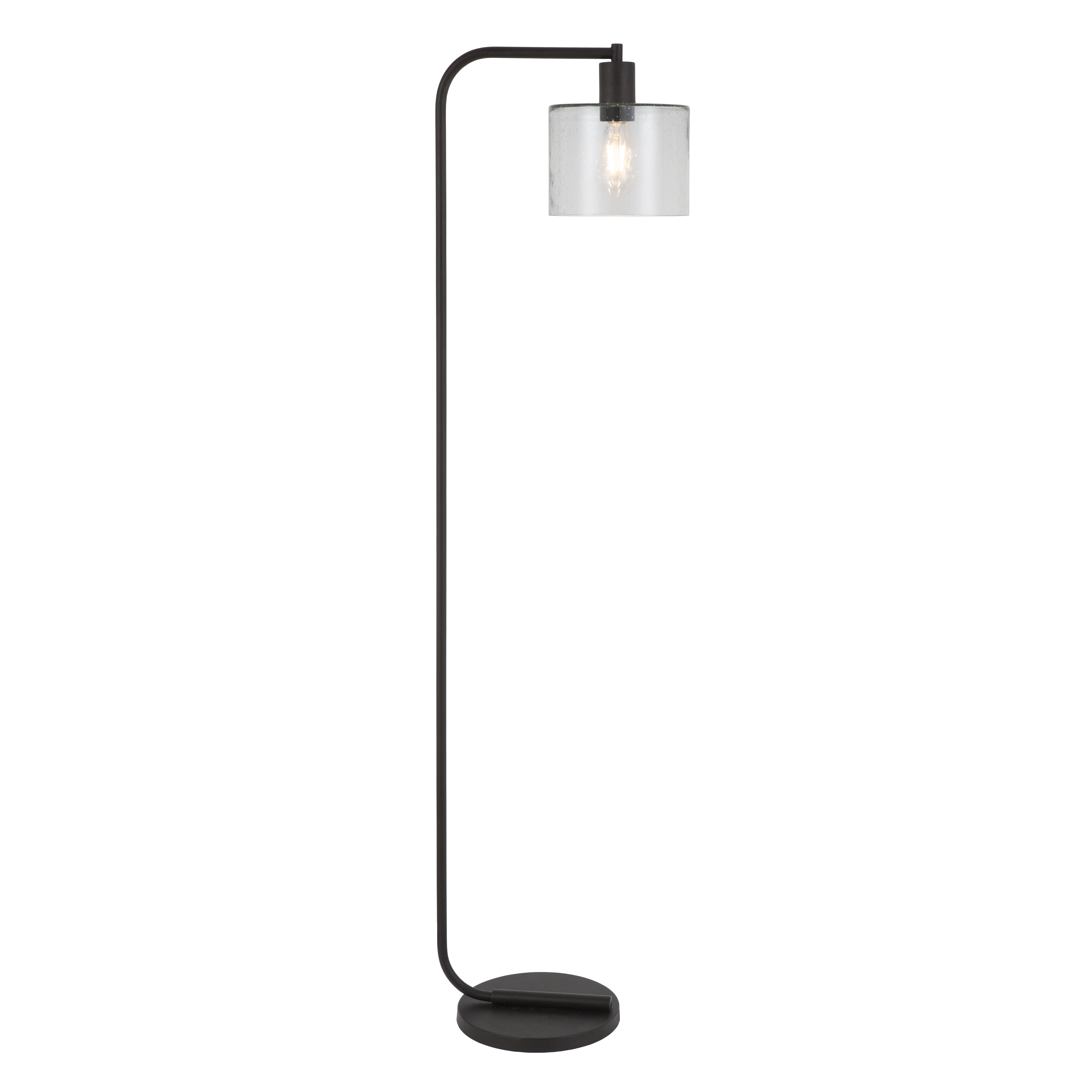 Cadmus Industrial Farmhouse Metal Floor Lamp With Seeded Glass Shade