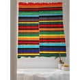 thumbnail image 3 of Colorful Stripes Sheer Curtains 2 Panels Set Mexican Aztec Abstract Ethnic Lihgt Filtering Rod Pocket Voile Drape, Semi Sheer Window Curtains for Bedroom Living Room, 52"x72", 3 of 5