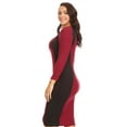 thumbnail image 3 of Lady's Color Block Contrast Midi Dress, Camel/Black, L, 3 of 4