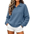 thumbnail image 3 of Collared Sweatshirts for Women,Long Sleeve Loose Casual Knit Solid Pullover Tops,Dating Casual Look, 3 of 6