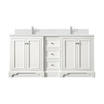 James Martin Vanities 72" Double Vanity, Bright White w/ Single Hole 3 CM White Zeus Quartz Top