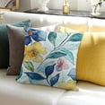 thumbnail image 3 of BANET Yellow Blue Floral Throw Pillow Covers Watercolor Sage Green Leaves Decorative Pillow Case Soft  Square Cushion Covers for Couch Sofa Bedroom Livingroom 20x20in, 3 of 5