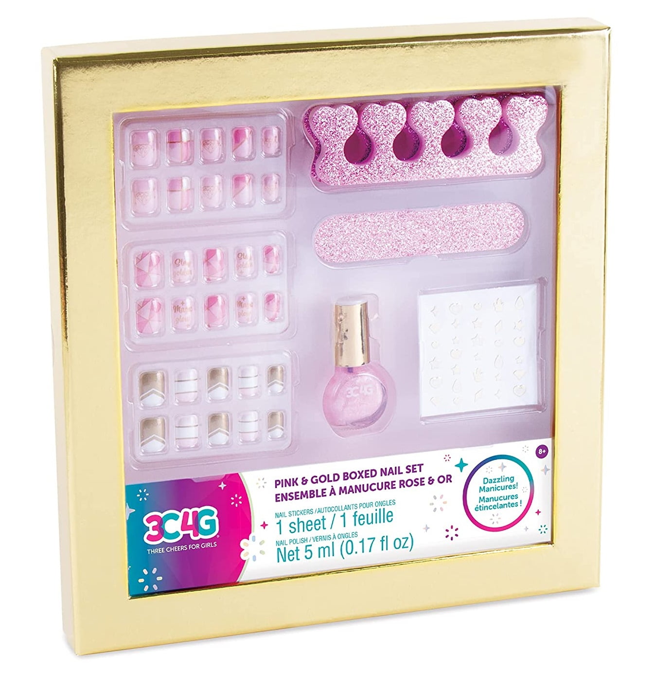 3C4G Three Cheers For Girls Pink & Gold Boxed Nail Set