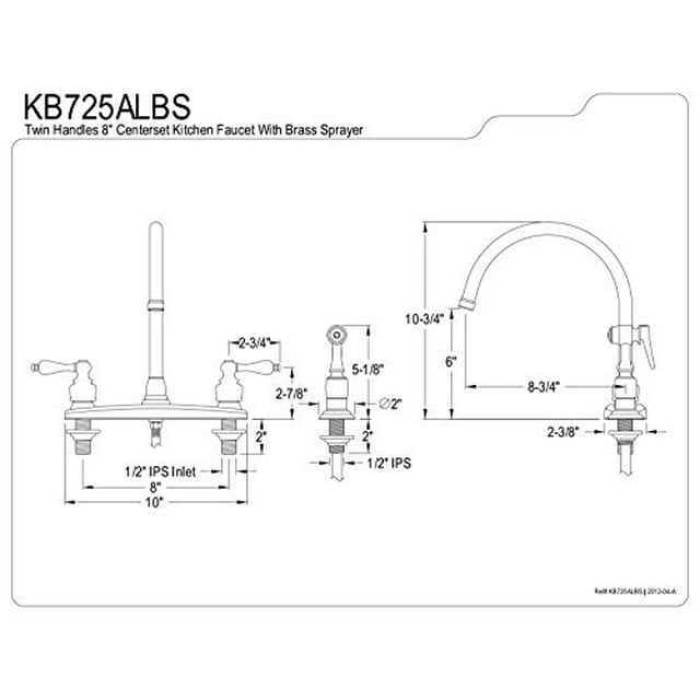 Kingston Brass KB725ALBS 8" Centerset Kitchen Faucet, Oil Rubbed Bronze