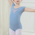thumbnail image 2 of ZACPNCV Girls Ballet Leotards Dance Leotards Ruffle Short Sleeve Gymnastics Outfits Light Blue 15-16 Years, 2 of 7