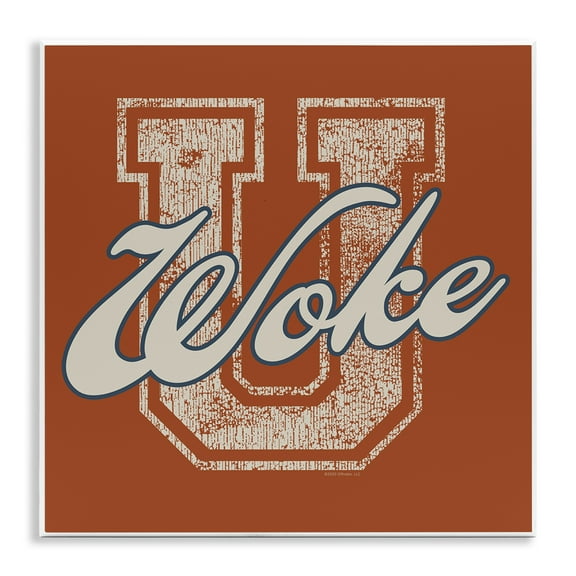 Stupell Industries Woke U Varsity Style Text & Numbers Painting Unframed Art Print Wall Art, 12 x 12