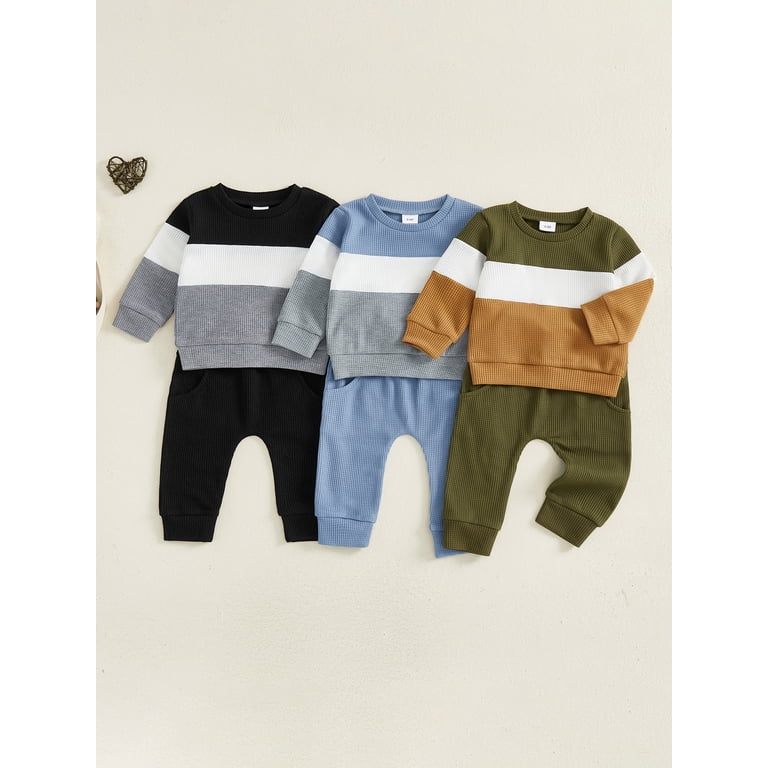 Loicainy Toddler Boy Striped Long Sleeve Top and Pants Set photo 5