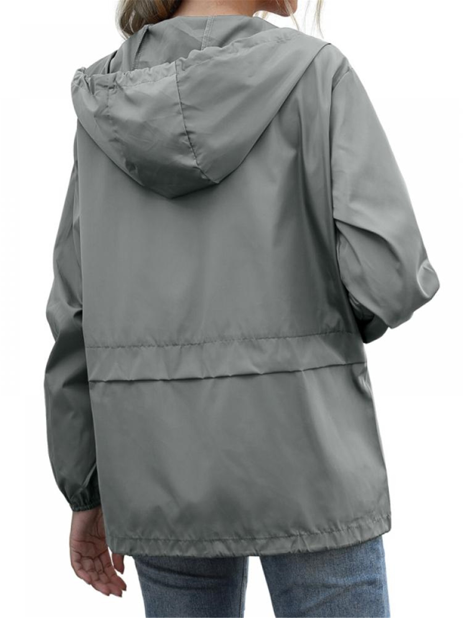 Topwoner Women's Raincoat Lightweight Rain Jacket Hooded Windbreaker Pockets for Outdoor - image 2 of 8